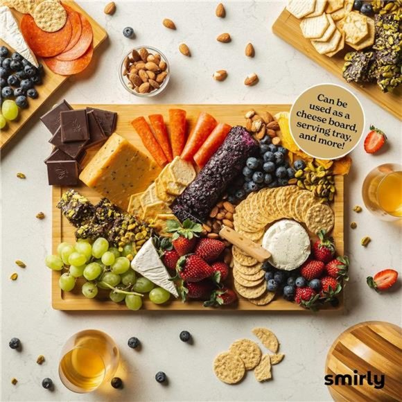 Wood Cutting Boards For Kitchen - Bamboo Cutting Board Set with Holder - Picture 7 of 7